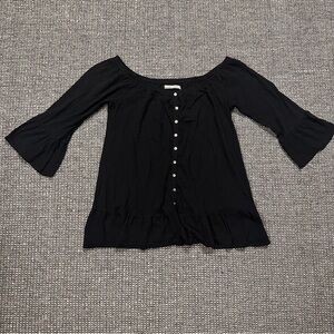 Abercrombie & Fitch Black Blouse with Button Detail